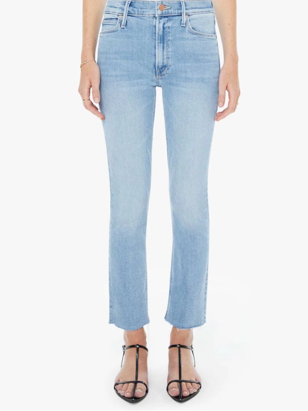 NEW MOTHER The Mid Rise Dazzler Ankle Fray in Birds of Paradise